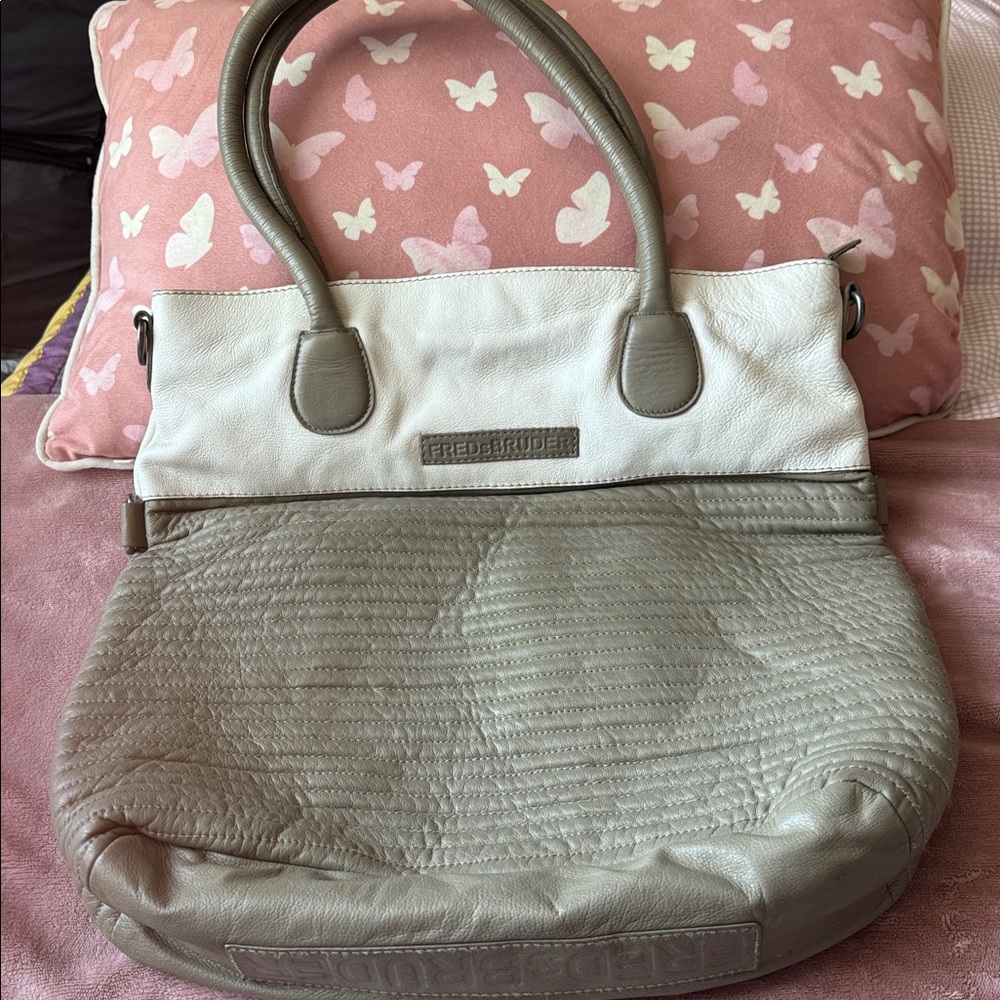 Two-Tone Leather Tote Bag